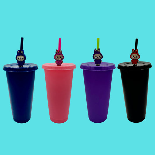 Fluffy Friend 3D Printed Straw Topper/with Cup, Lid, straw