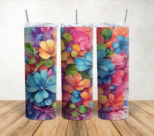 Watercolor Flowers | 20oz Sublimation Tumbler Wrap