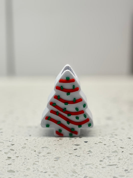 White Cake Christmas Tree 3D Printed Straw Topper