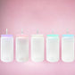 Frosted Sublimation Glass Can (Plastic Colorful Lids) 16oz