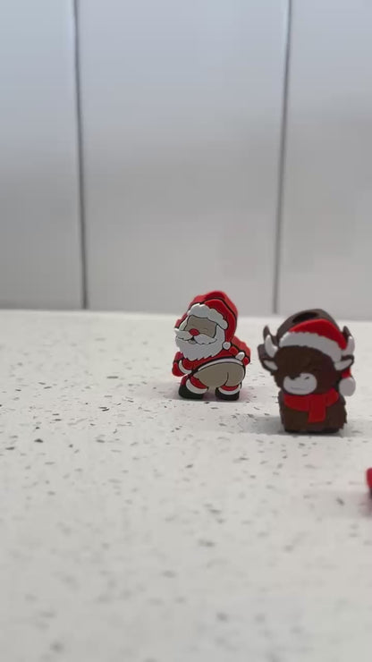 Fluffy Friend Santa 3D Printed Straw Topper