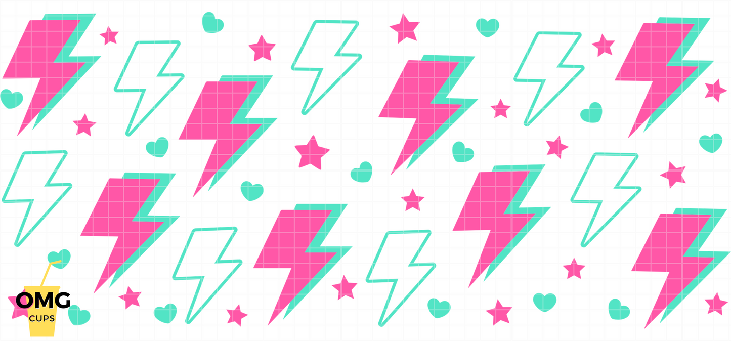 Retro Lightning - UV Wrap 16oz Glass Can