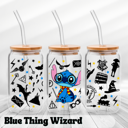 Blue Thing Wizard  | 16oz UV Glass Can Wrap (Wrap Only - No Glass Can Included)