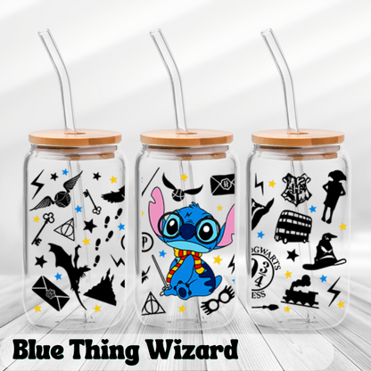 Blue Thing Wizard - UV Wrap 16oz Glass Can