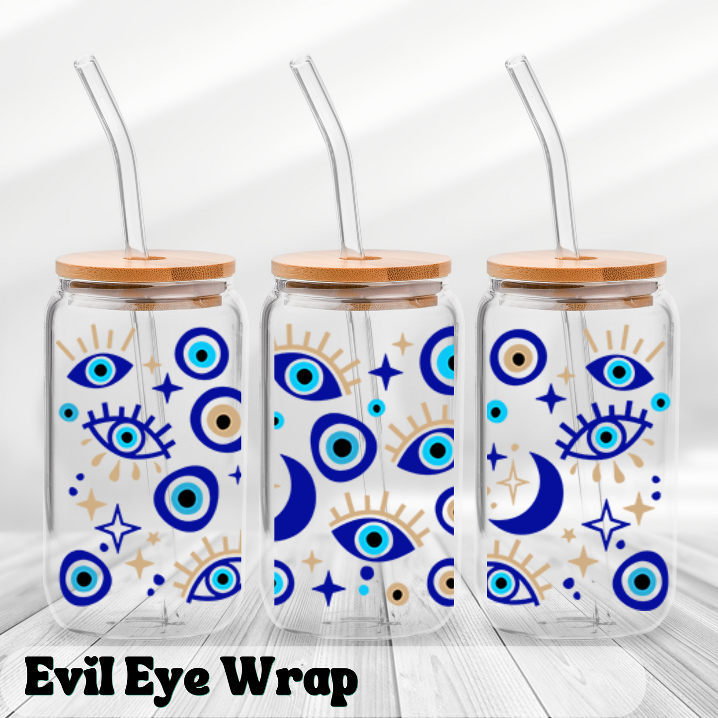 Evil Eye Wrap - UV Wrap 16oz Glass Can