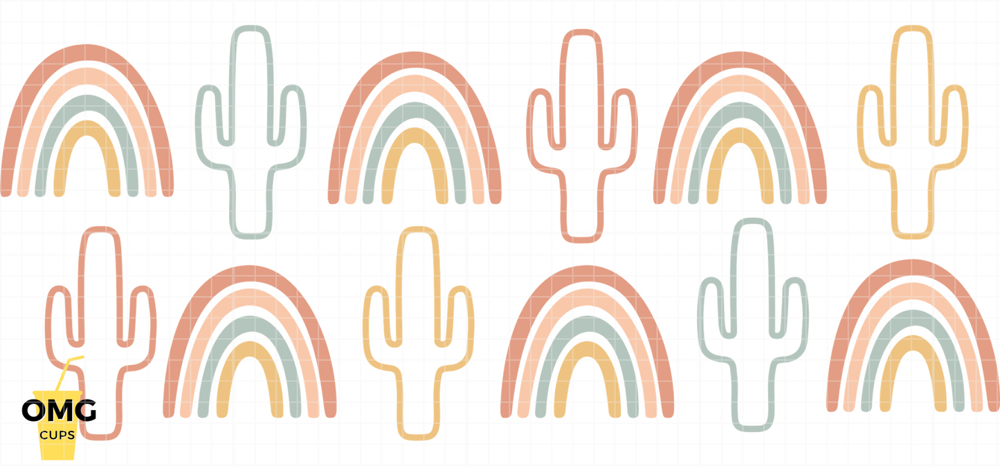 Bohos Rainbows and Cactus - UV Wrap 16oz Glass Can