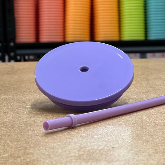 Flat Lid and Straw - Dark Purple