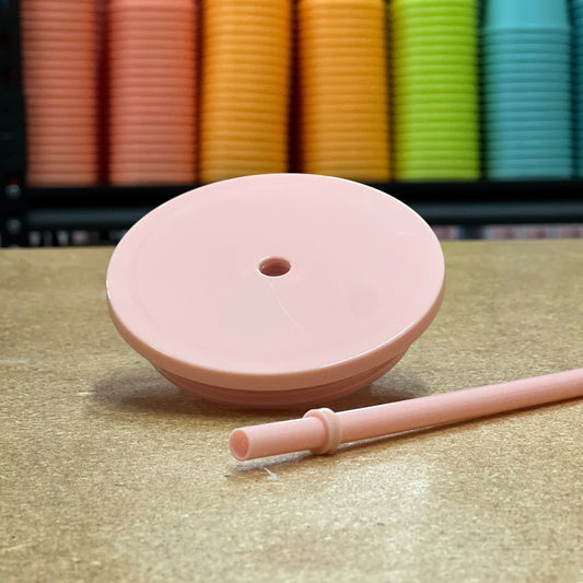 Flat Lid and Straw - Pink