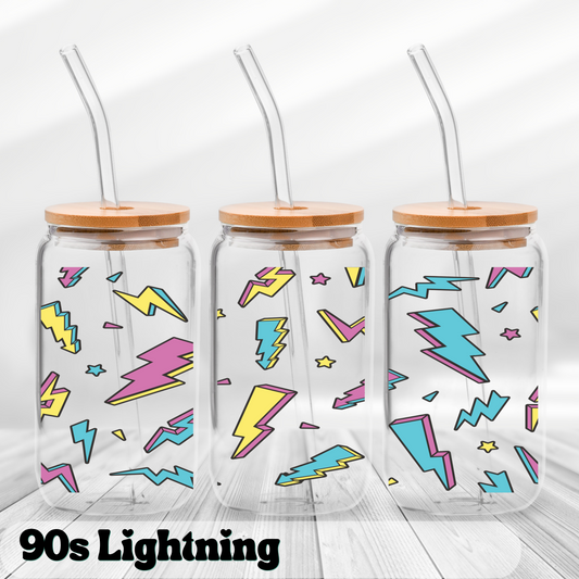 90's Lightning - UV Wrap 16oz Glass Can
