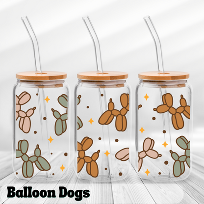Balloon Dogs - UV Wrap 16oz Glass Can