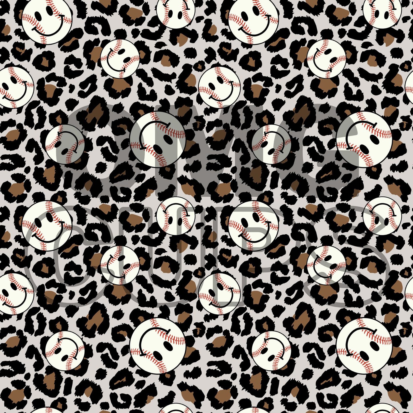 Baseball Leopard Print 12x12 Vinyl Sheet