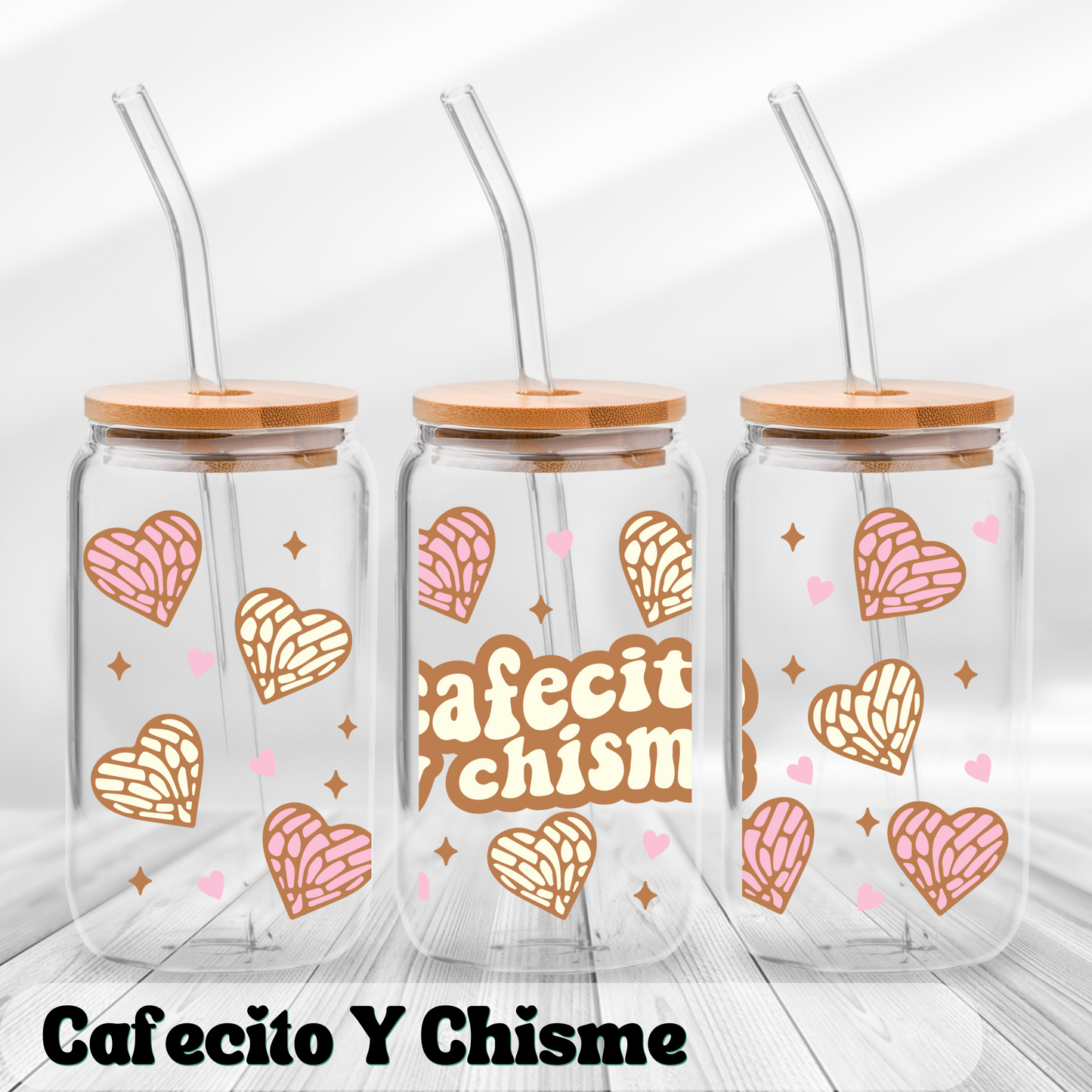 Cafecito Y Chisme - UV Wrap 16oz Glass Can