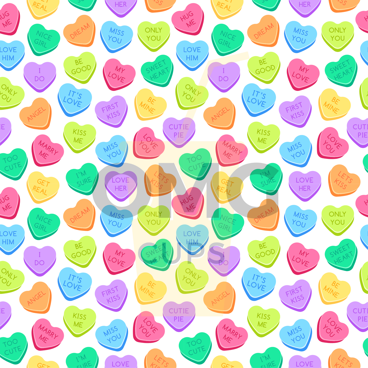 Candy Hearts 12x12 Vinyl Sheet