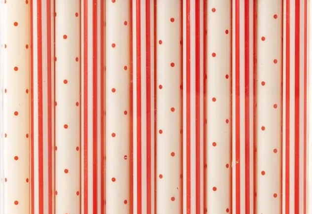 Red Dots and Stripes Reusable Straws