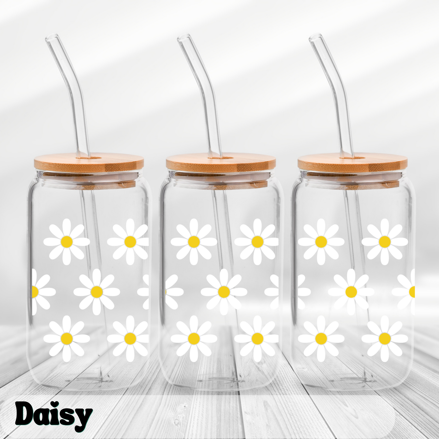 Daisy - UV Wrap 16oz Glass Can