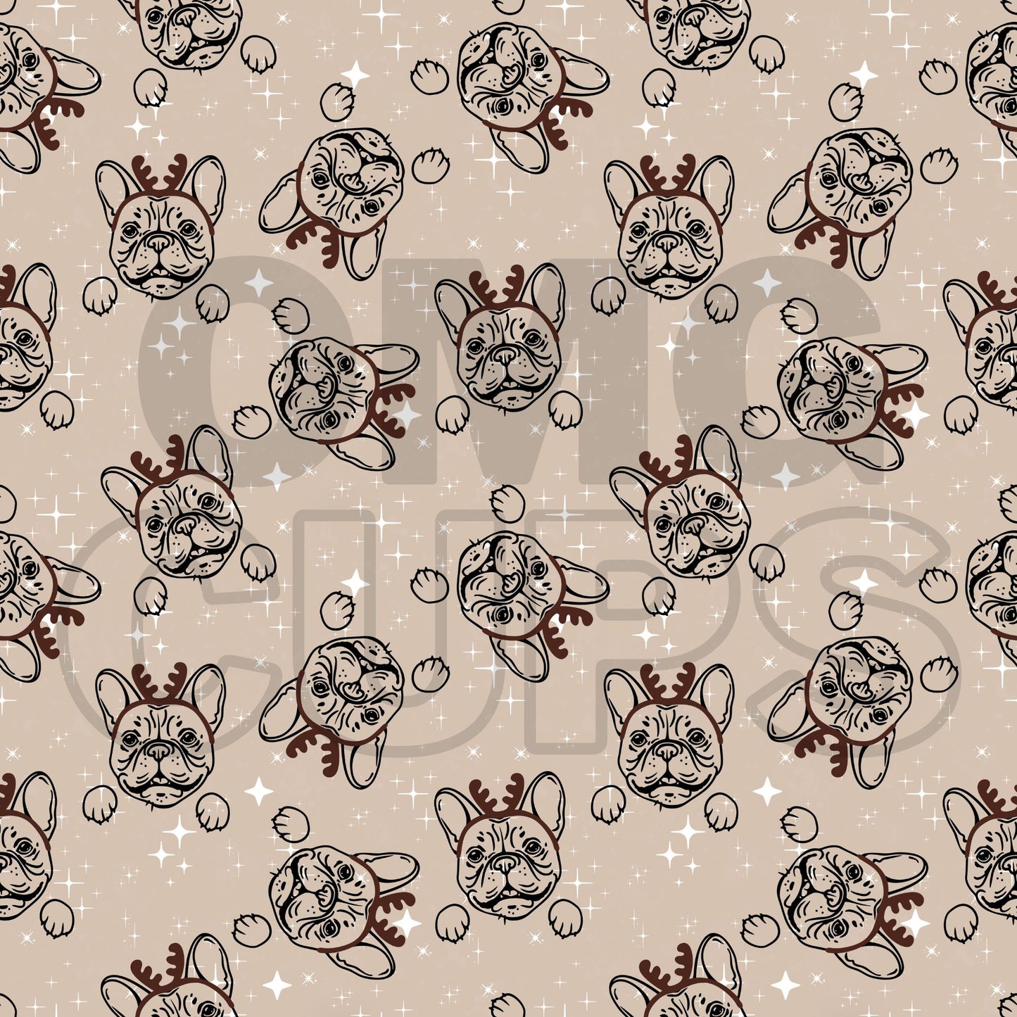 Frenchie Reindeer 12x12 Vinyl Sheet