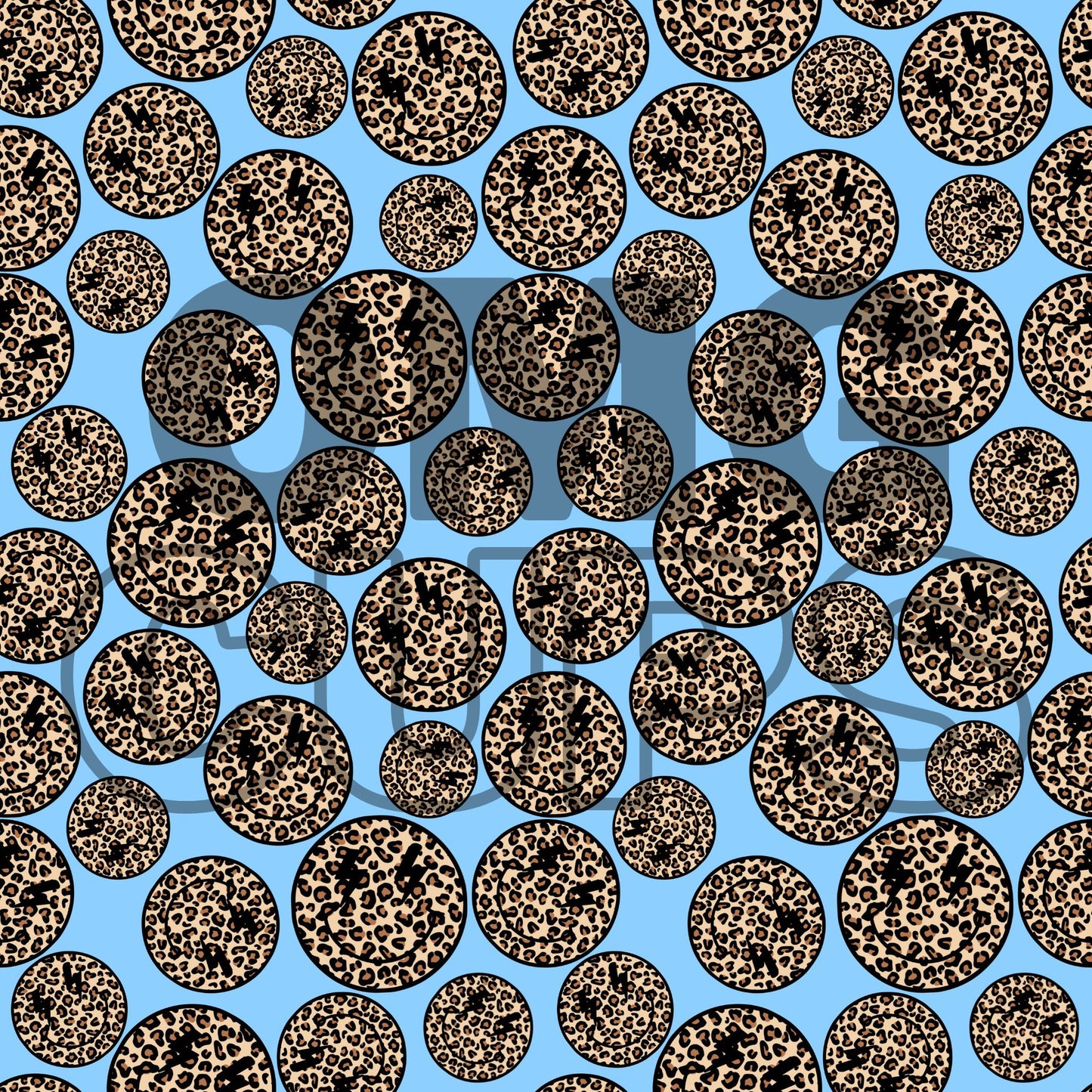 Leopard Smiley Blue 12x12 Vinyl Sheet