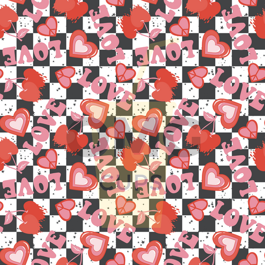Love Cherry and Hearts 12x12 Vinyl Sheet
