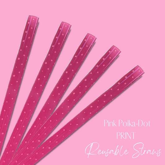 Pink Polka - Dots Reusable Straw (16oz) - Individual