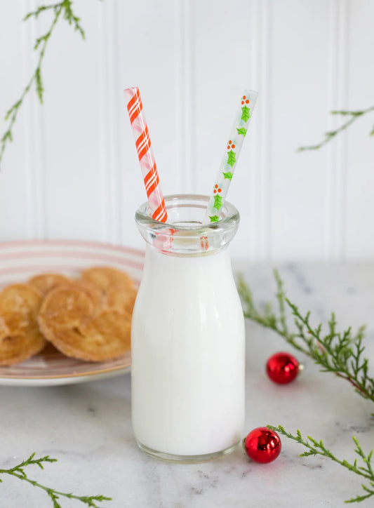 Holly & Candy Cane Stripes Reusable Straws