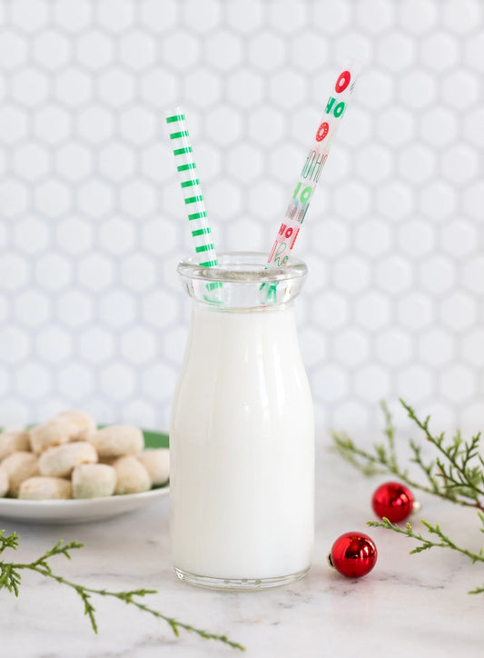 HO HO HO & Green Stripes Reusable Straws