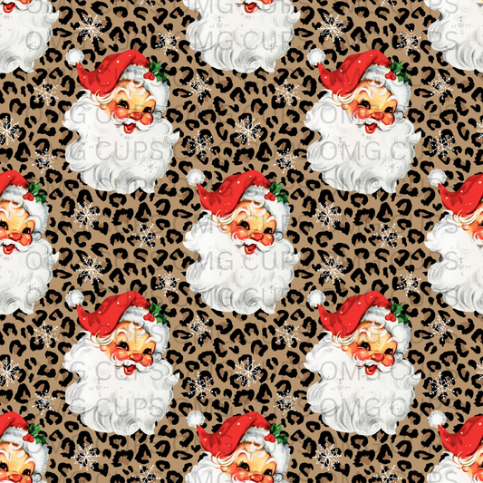 Red Vintage Santa Leopard 12x12 Vinyl Sheet