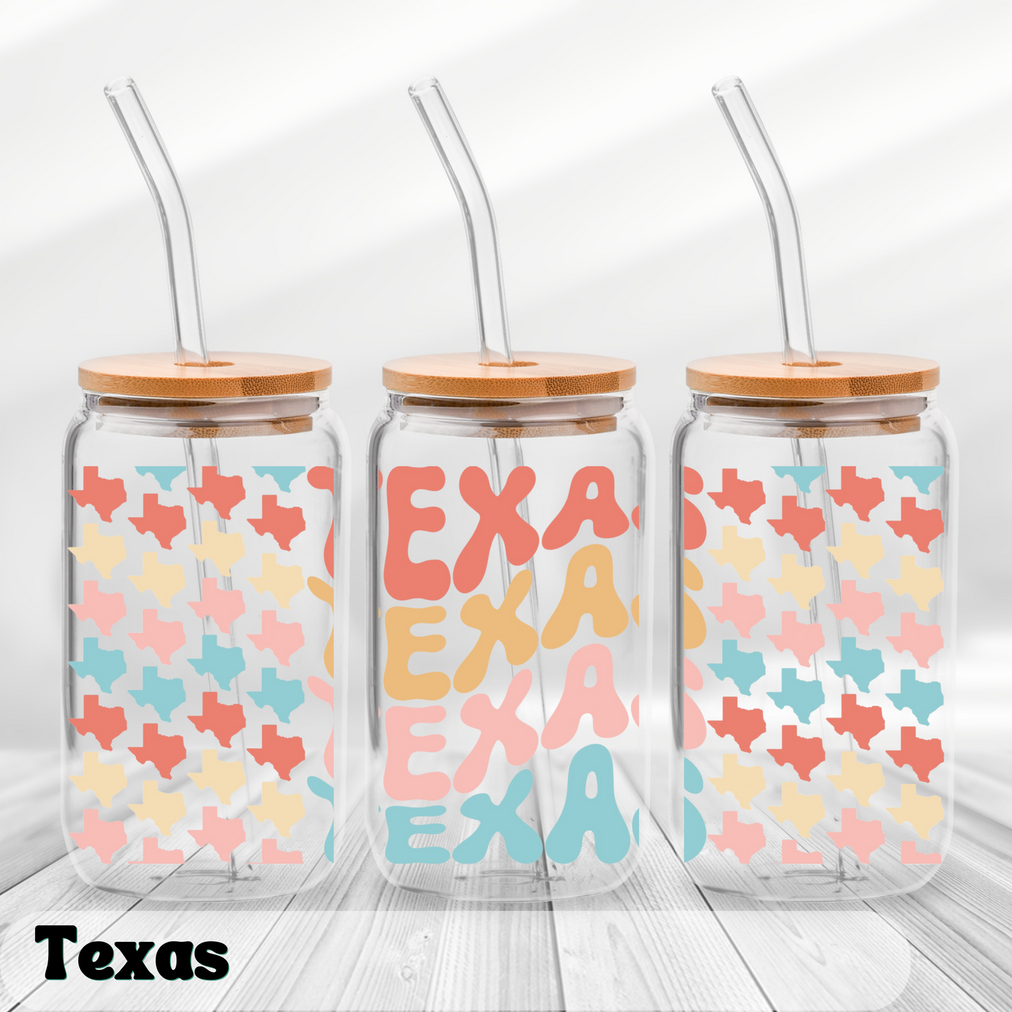 Texas - UV Wrap 16oz Glass Can
