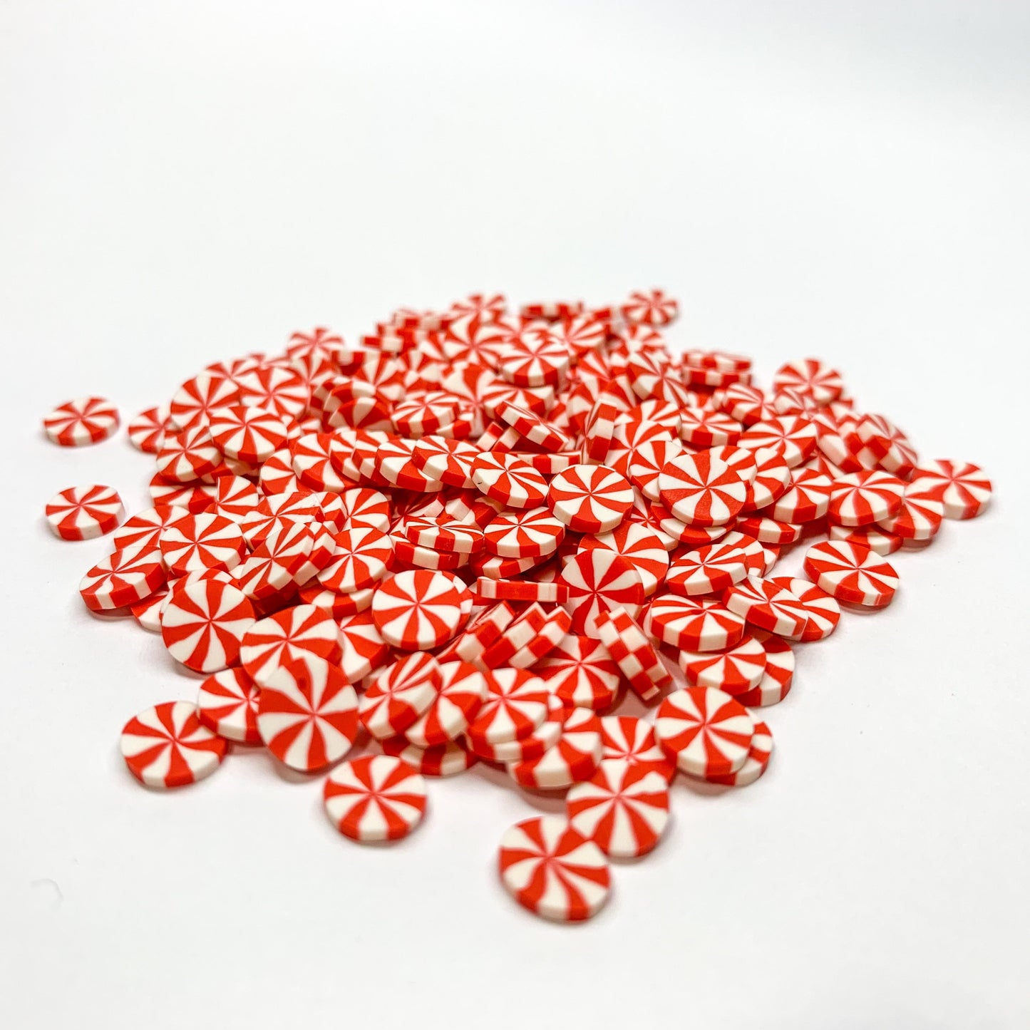 Red Peppermint Clay Polymer Pieces (5MM)