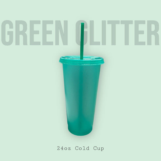 Green Glitter Cold Cups (24oz)