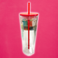 24oz Dupe Double Wall Tumbler with Hot Pink Lid