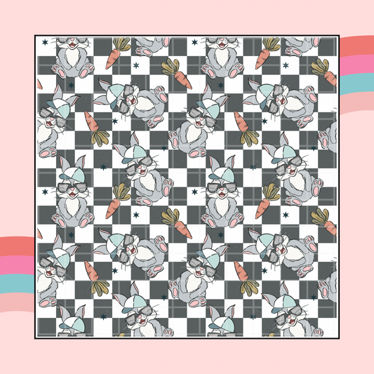 Cool Bunny Checkered 12x12 Vinyl Sheet