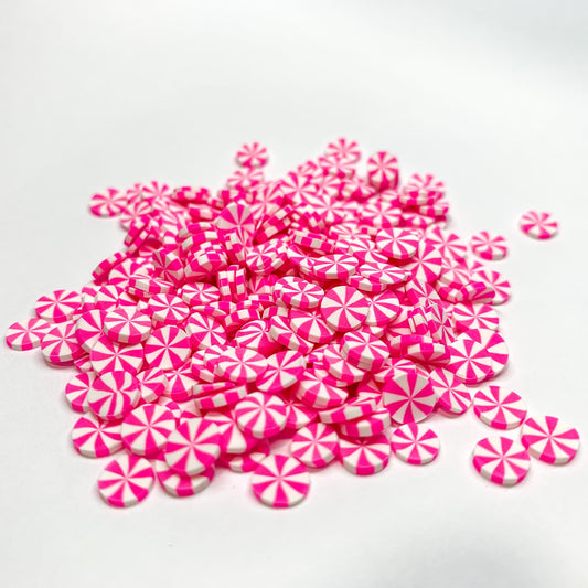Pink Peppermint Clay Polymer Pieces (5MM)
