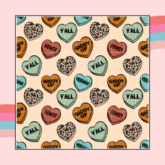 Cowboy Hearts 12x12 Vinyl Sheet