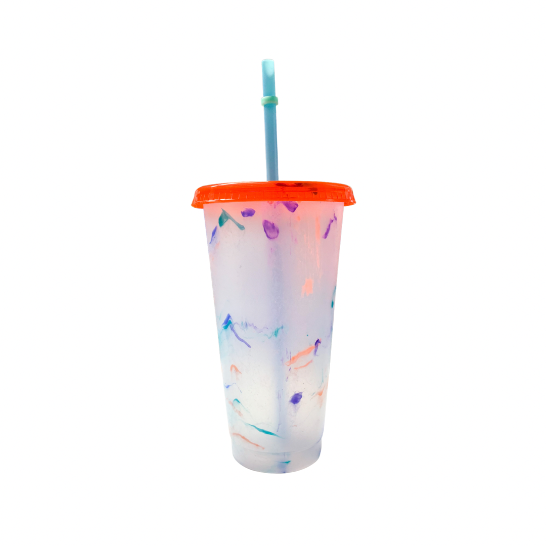 Starbucks Cup Color Changing Confetti Reusable Cold Cup With Straw