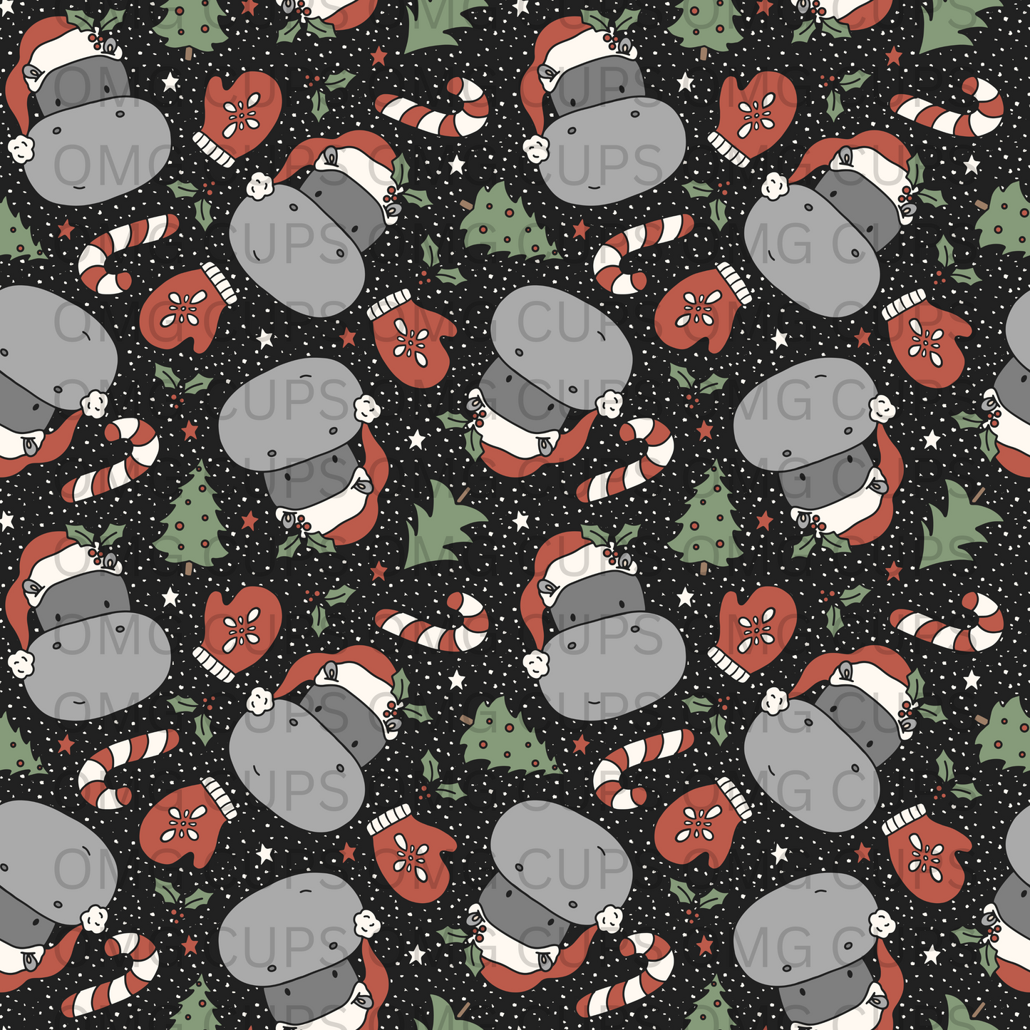 Hippo for Christmas 12x12 Vinyl Sheet